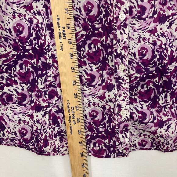 Style & Co. size 18 Purple White Abstract Print Cotton Long Sleeve Button Down - Picture 5 of 8